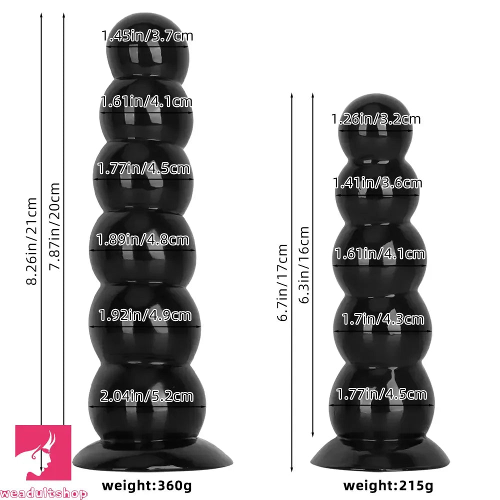 6.7in 8.26in Anal Beads Dildo PVC Black Sex With Powerful Suction Cup