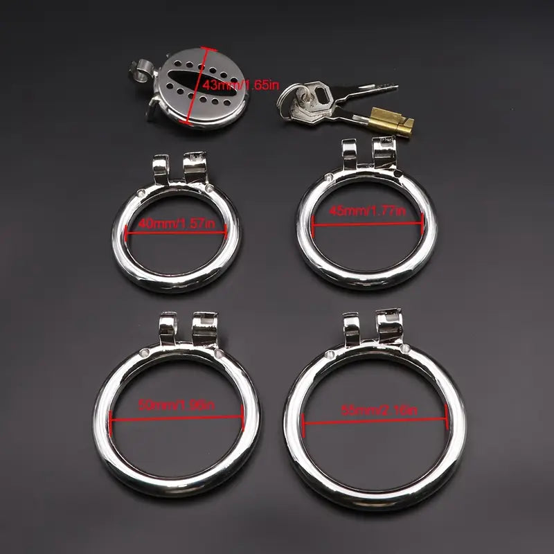 Sexual Chastity Stainless Steel Male Flat Snowflake Style Metal Chastity Cage