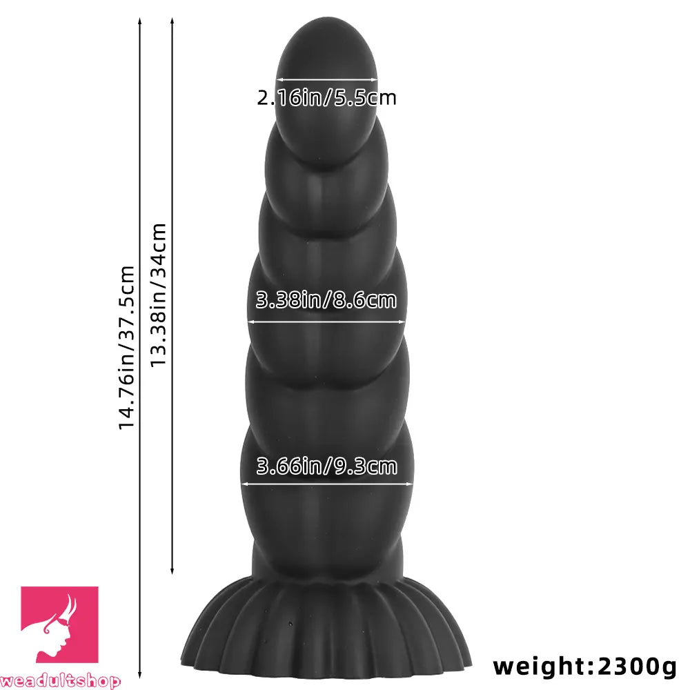 14.76in Silicone Black Extra Large Thick Anal Plug Dildo For Masturbation