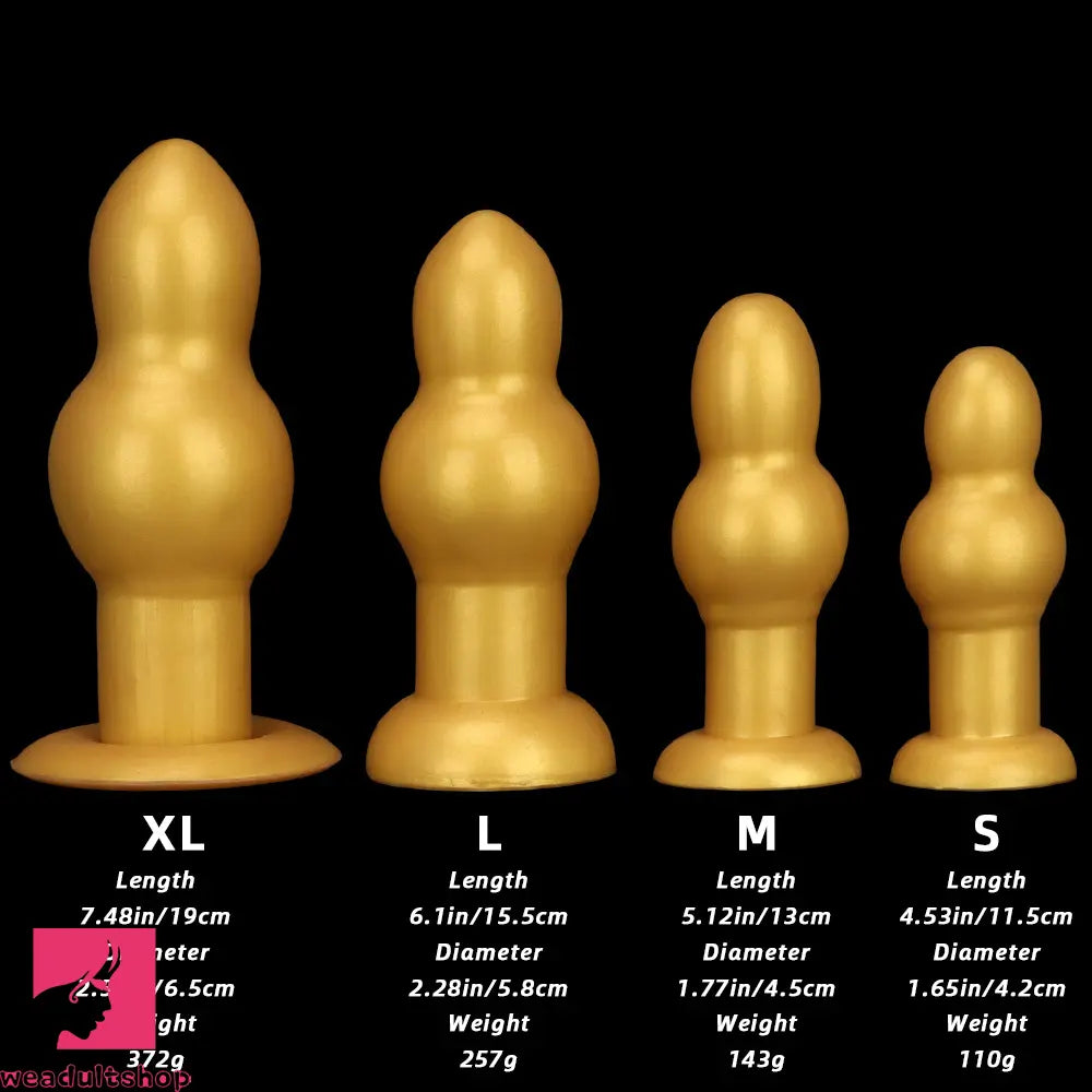 4.53in 5.12in 6.1in 7.48in Silicone Gold Calabash Brothers Alien Anal Dildo