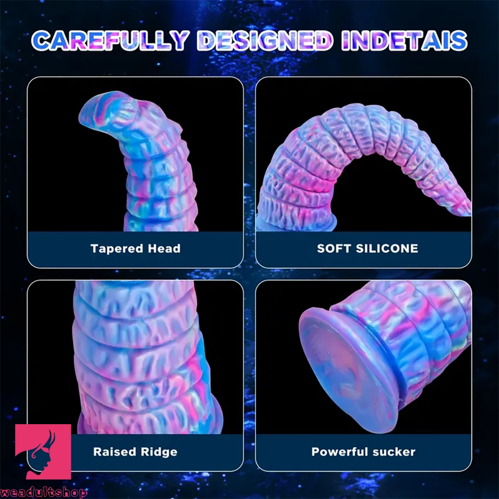 12.59in Monster Silicone Thick Tapered Head Raised Ridge Big Clit Dildo