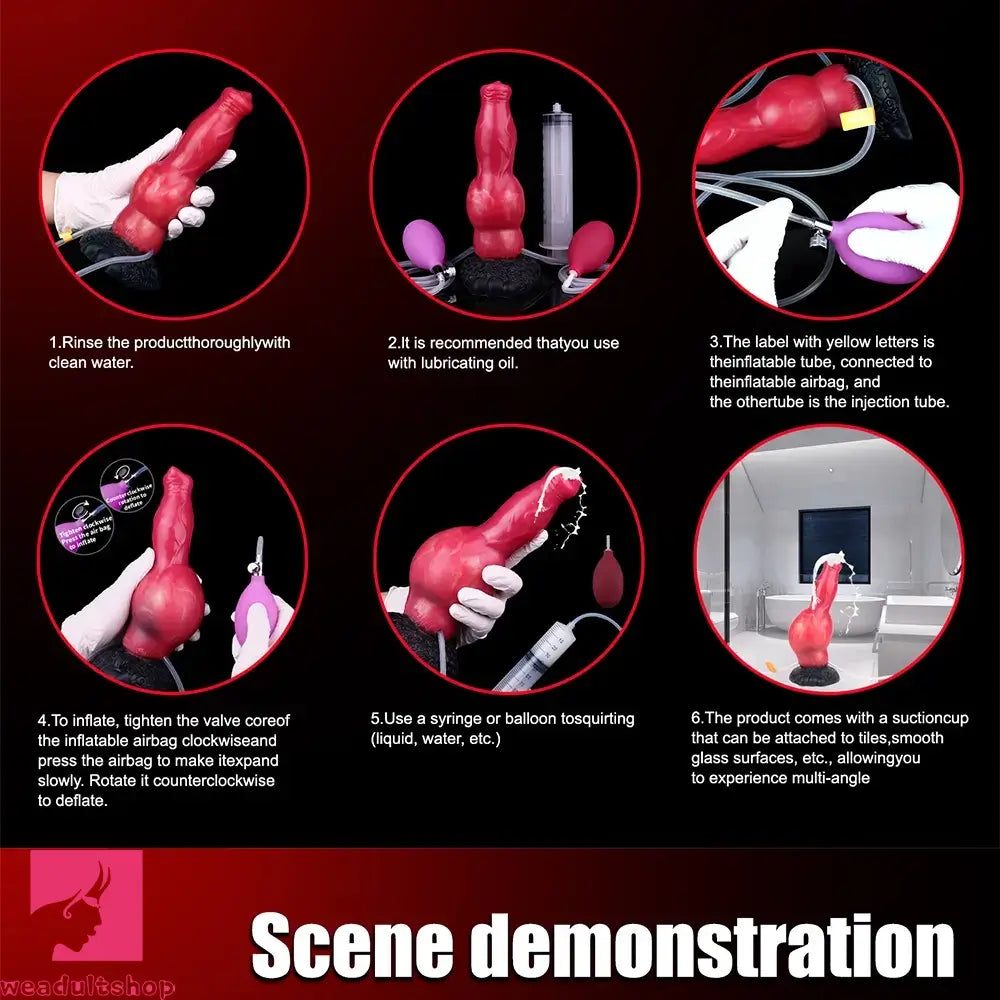 8.46in Knotted Silicone Soft Big Dog Ejaculating Dildo Penis Sex Toy