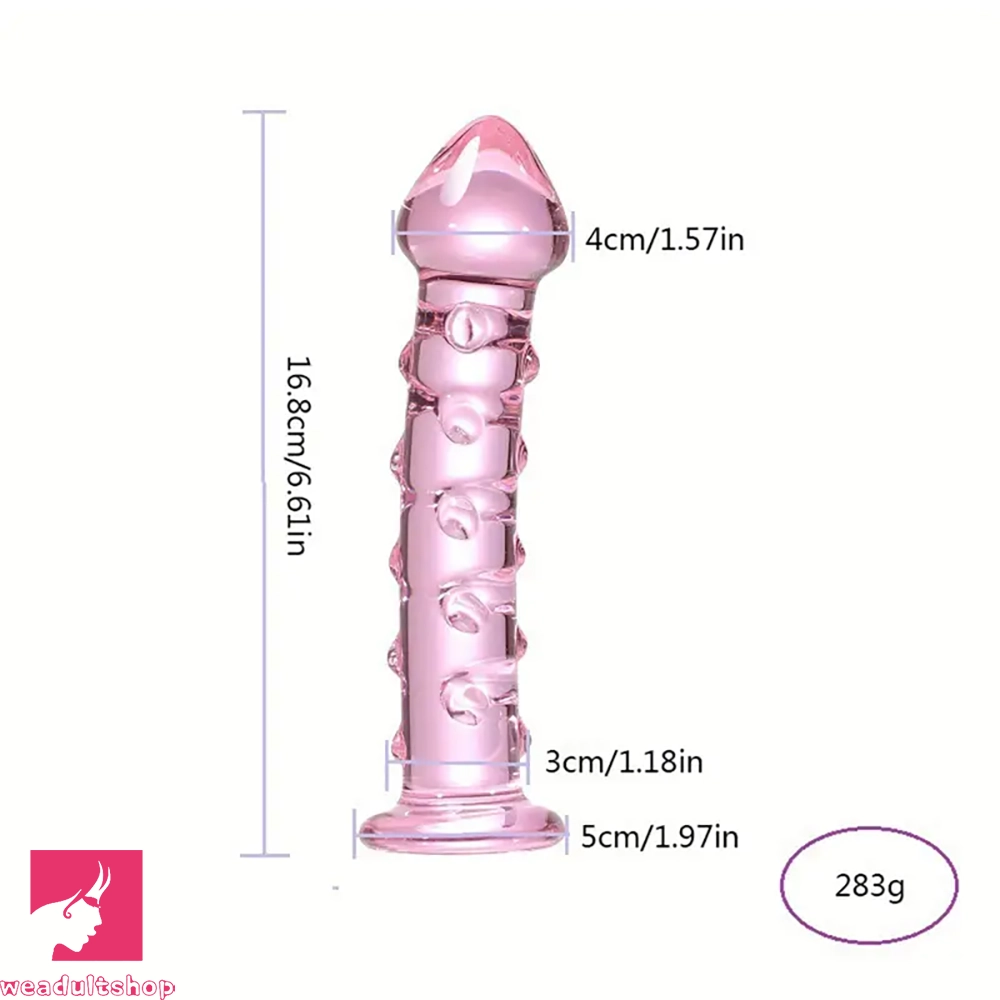 6.61in Clear Glass Adult Sex G-spot Spiked Dildo G Spot Stimulation Toy