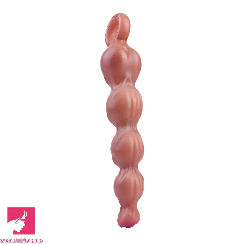 10.2in Big Vibrating Silicone Soft Pulling Beads Horse Dildo With 3 Motors