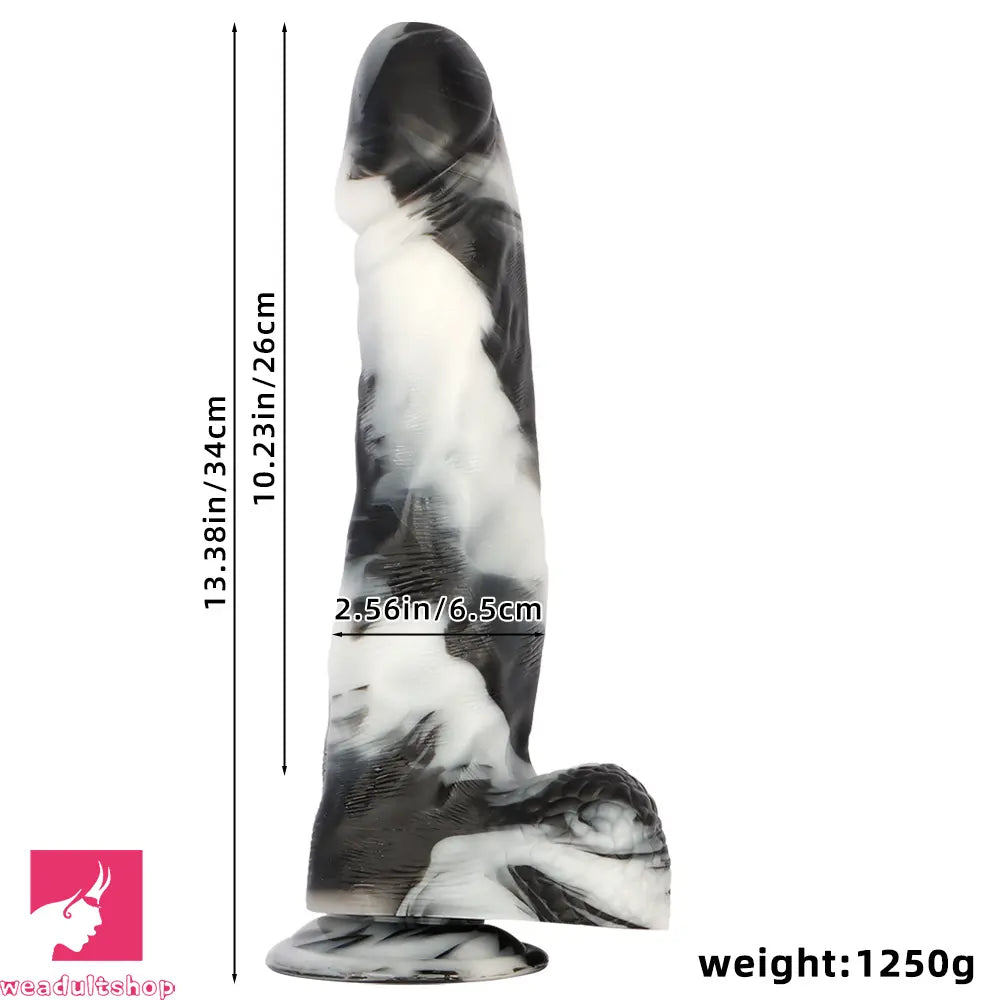 13.38in Black White Mixed Color PVC Extra Huge Long Thick Male Dildo
