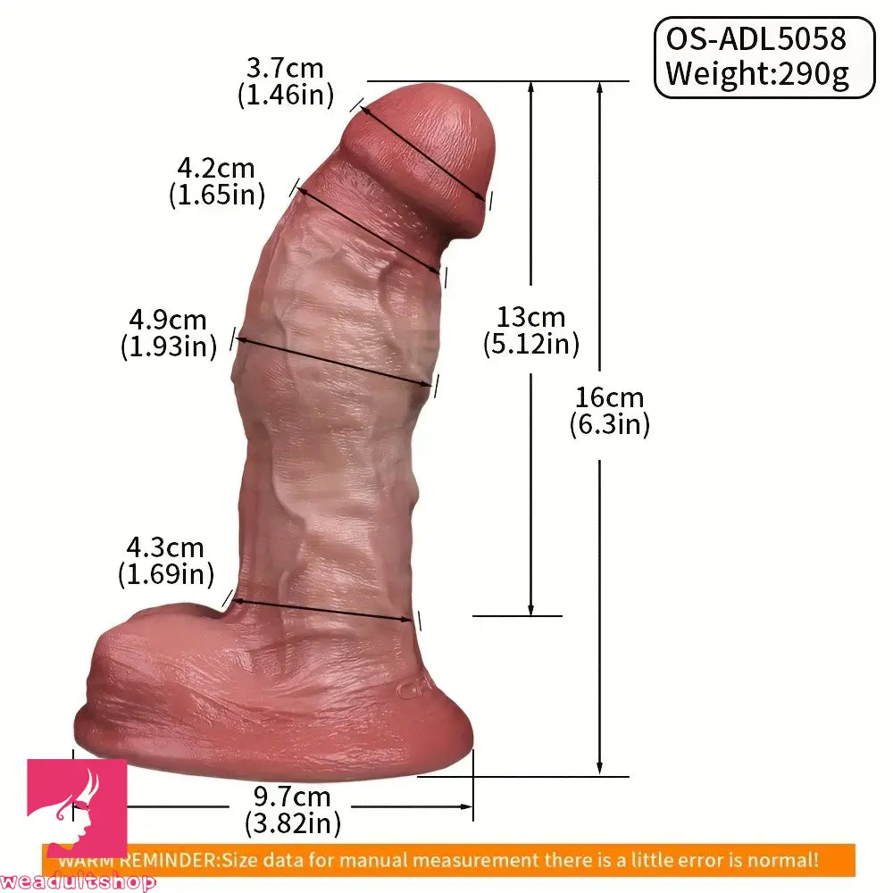 6.3in Soft Curly Liquid Silicone Realistic Double-Layered Massage Cock Dildo