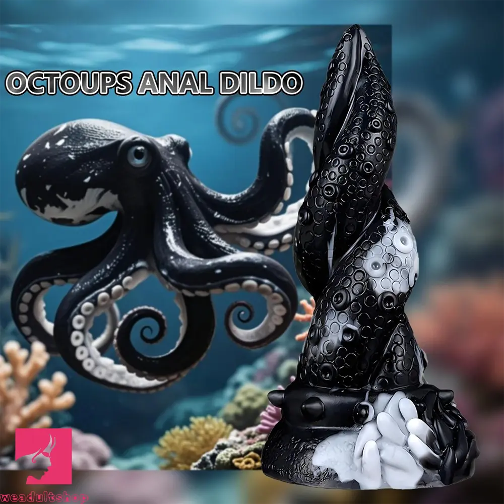 7.48in Black Anal Suction Cup Soft Octopus Dildo For Women Men Gay Sex