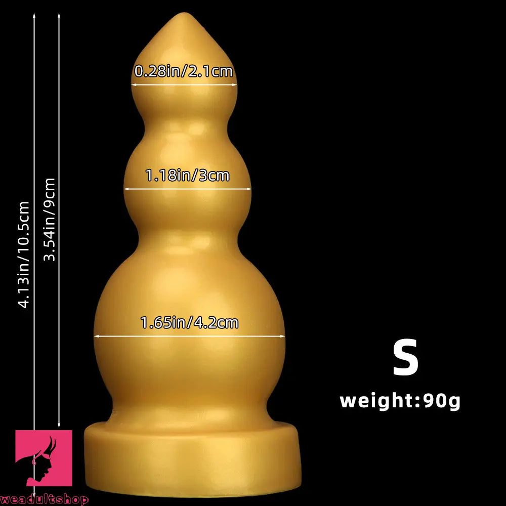 4.13in 5.91in 8.27in 10.63in Golden Soft Gourd-shaped 3-beads Dildo