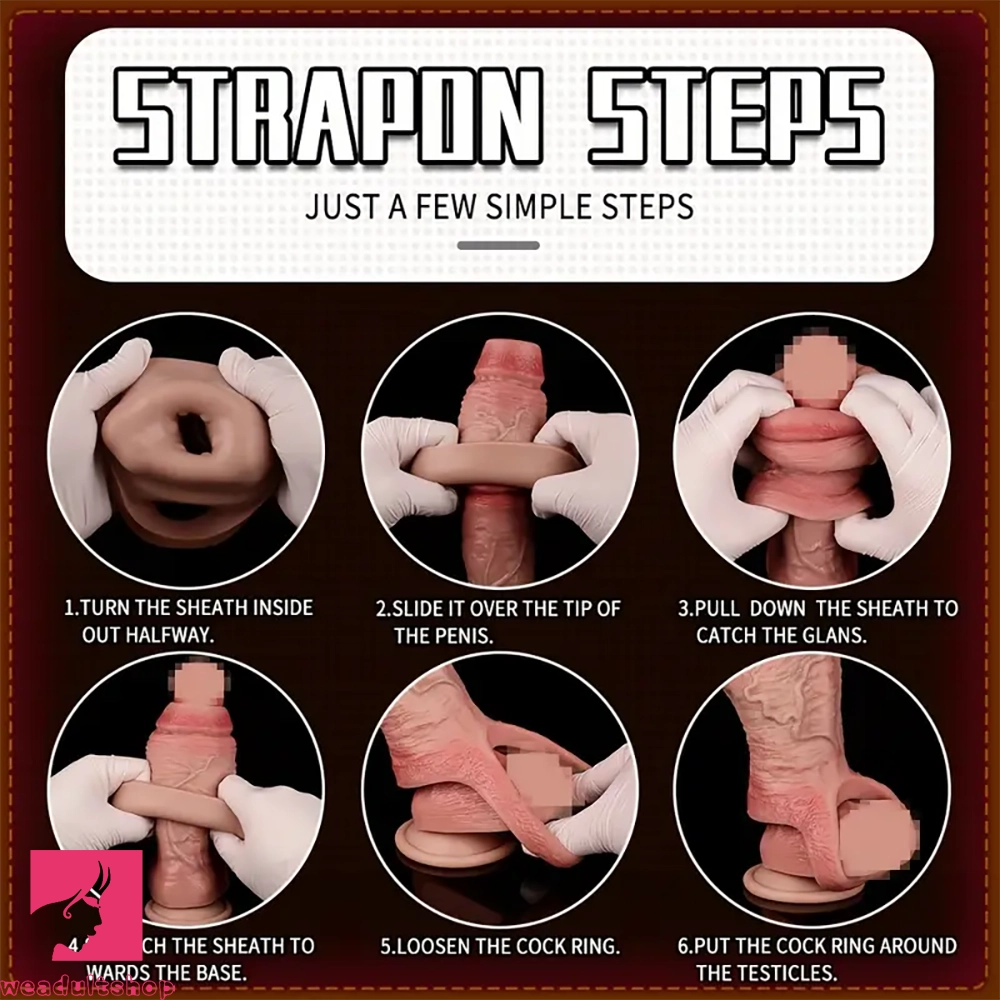 4.09in 4.64in 5.51in Realistic Silicone Sleeve Soft Flexible Cock Ring Dildo