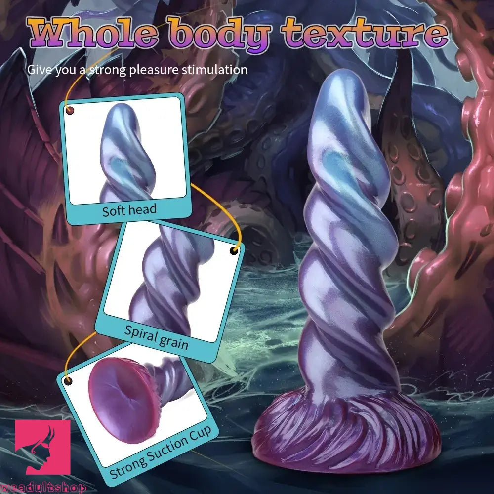 8.26in Fantasy Silicone Dildo Soft Head Spiral Grain For Clitoral Vaginal Cock