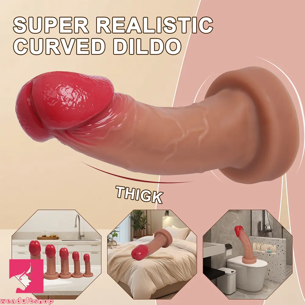 6.69in 8.26in 9.25in 10.62in 12.79in Mushroom Head Silicone Real Dildo
