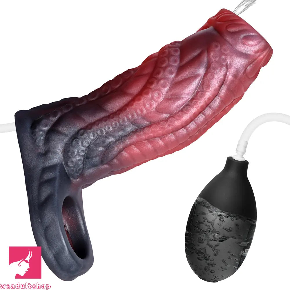 4.13in Squirting Tentacle Monster Dildo Sleeve Penis Ring For Couples Love