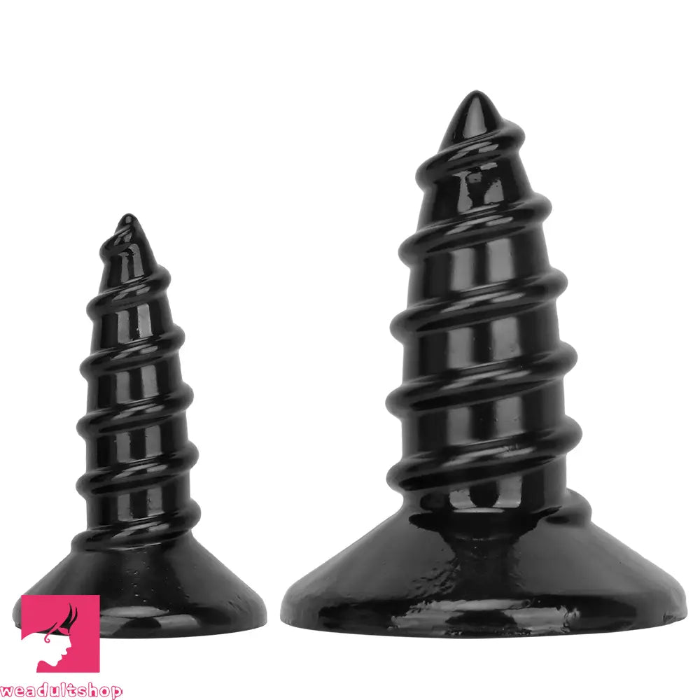 9.05in 11.22in Black Oversized Screw Giant PVC Penis Anal Plug Fat Dildo