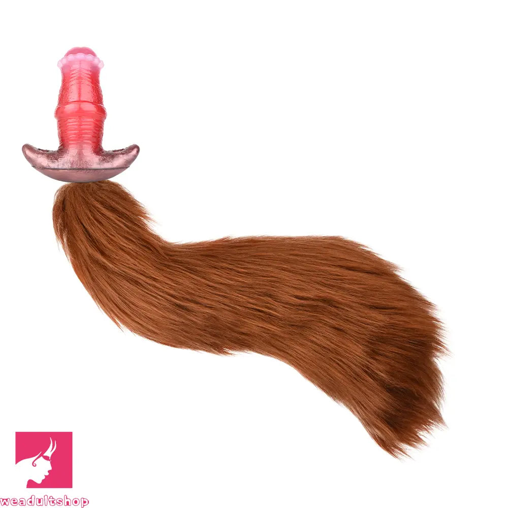 2.91in-8.85in Horse Cock Wearable Gag Fox Tail Vibrator Anchor Cock Dildo