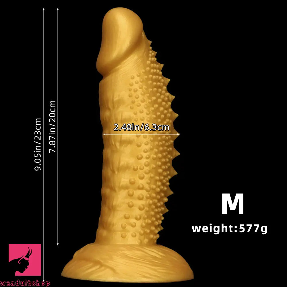 .48in 9.05in 10.62in 12.59in 14.17in Golden Soft Wolf-tooth Spiked Dildo