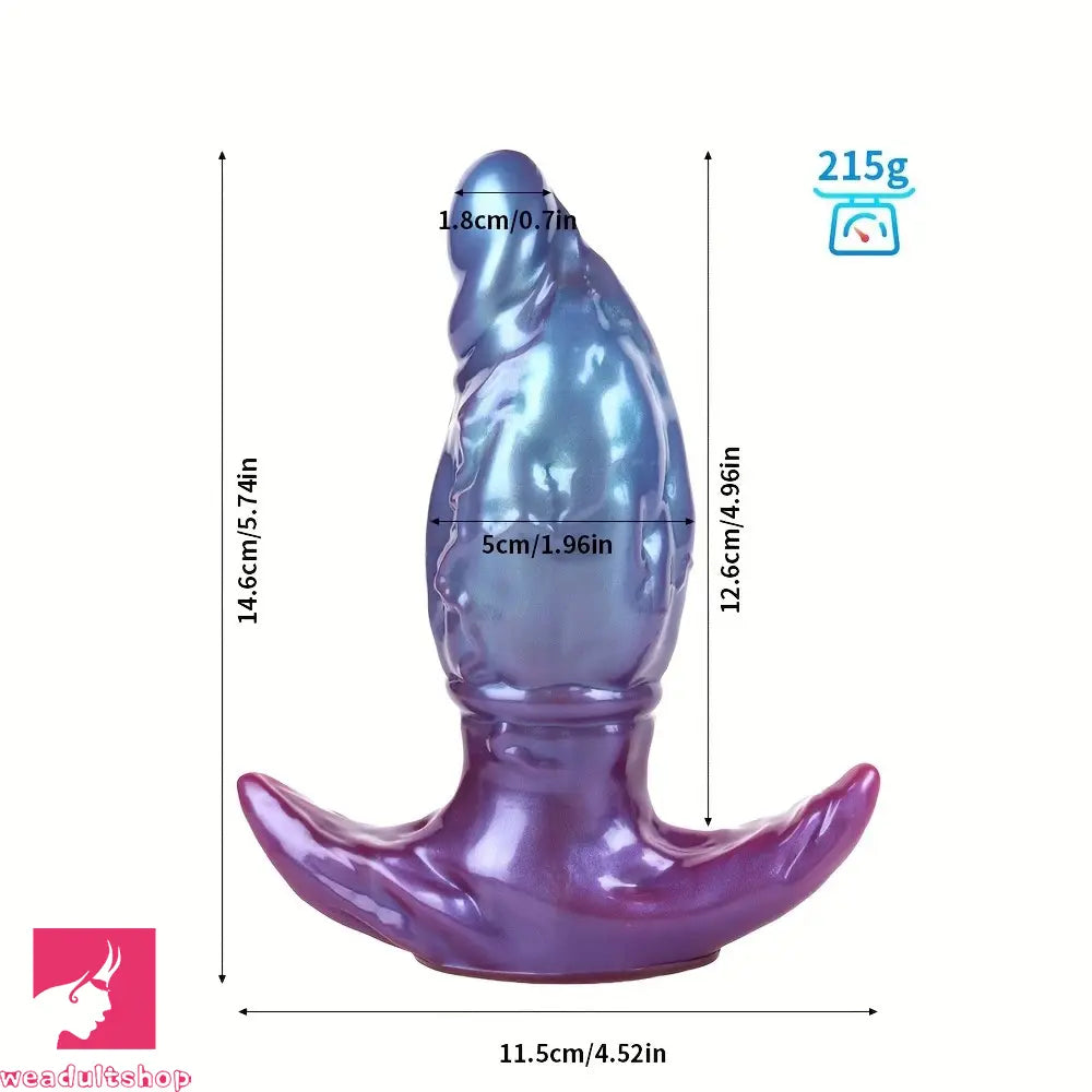 5.74in 6.92in 8.14in Soft Silicone Anal Plug Iridescent Blue Simulated Dildo