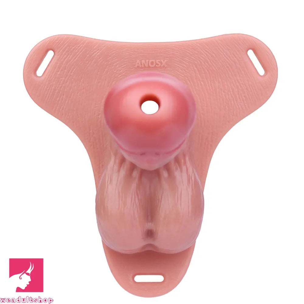 6.69in Strap on Lifelike Hollow Silicone Cock Cage Dildo Chastity Dildo
