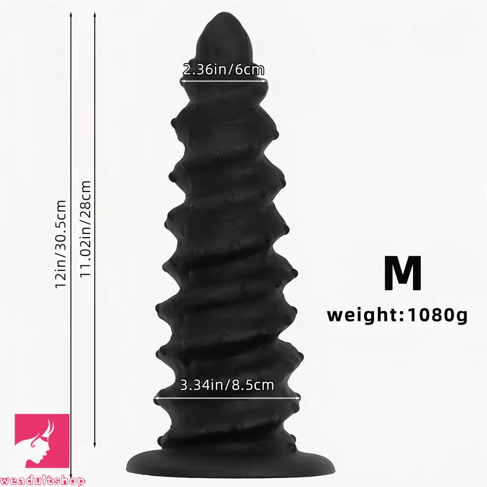 10.43in 12in 14.17in Extra-Big Long Threaded Silicone Sharp Head Dildo