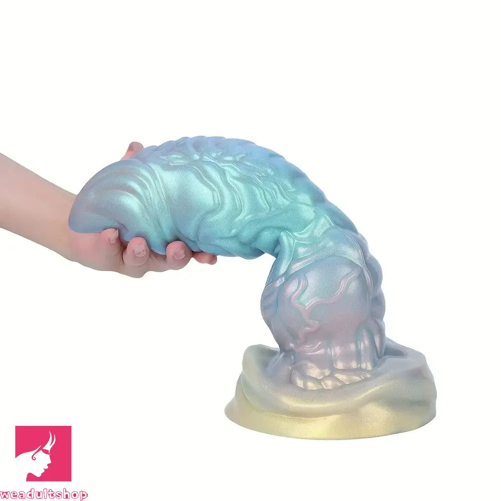 7.63in 8.89in 10.55in Flexible Silicone Realistic Textured Monster Odd Dildo