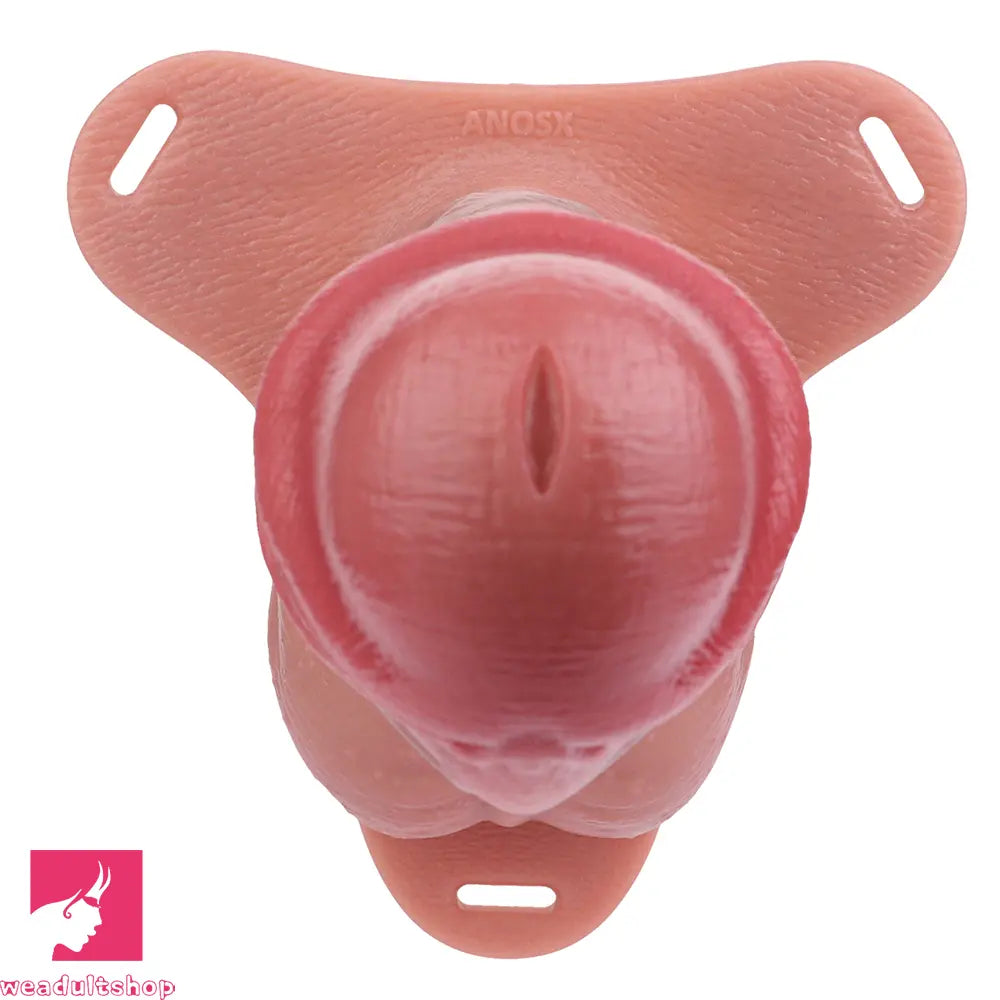 8.85in Strap on Hollow Lifelike Silicone Cock Cage Dildo For Chastity Female