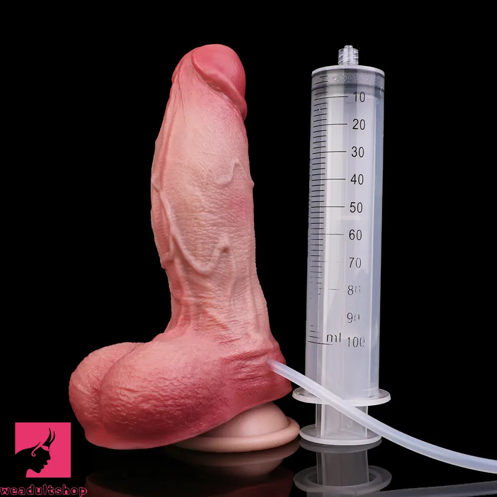 7.48in Dual Density Silicone Ejaculating Dildo Male Female Penis Sex Toy