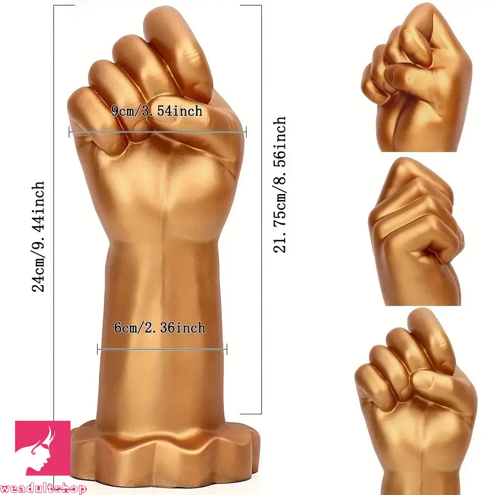 9.44in Golden Silicone Huge Thick Fist Hand Dildo For Gay Comfortable Player