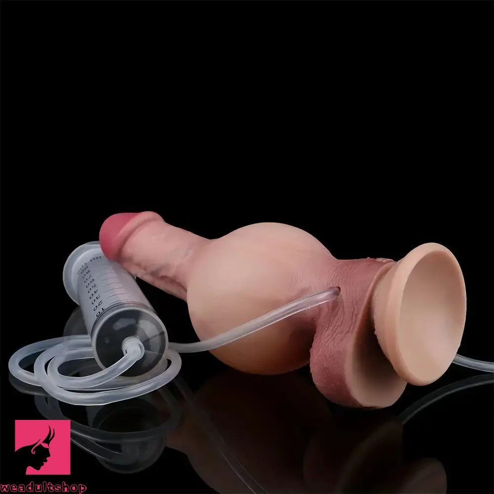 7.3in Realistic Inflatable Squirting Soft Silicone Flexible Dildo Vagina Clit Toy