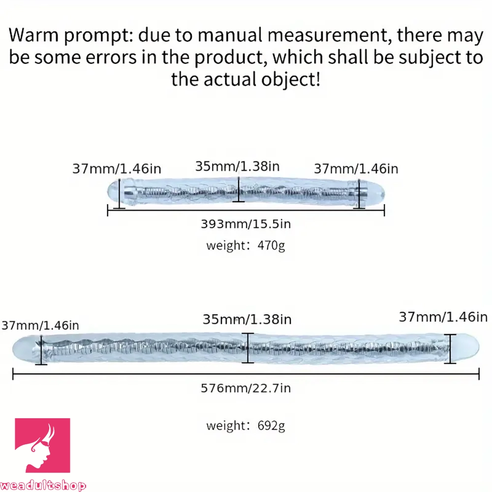 15.5in 22.7in Flexible Double-Headed Long Dildo Manual Pleasure Cock Toy