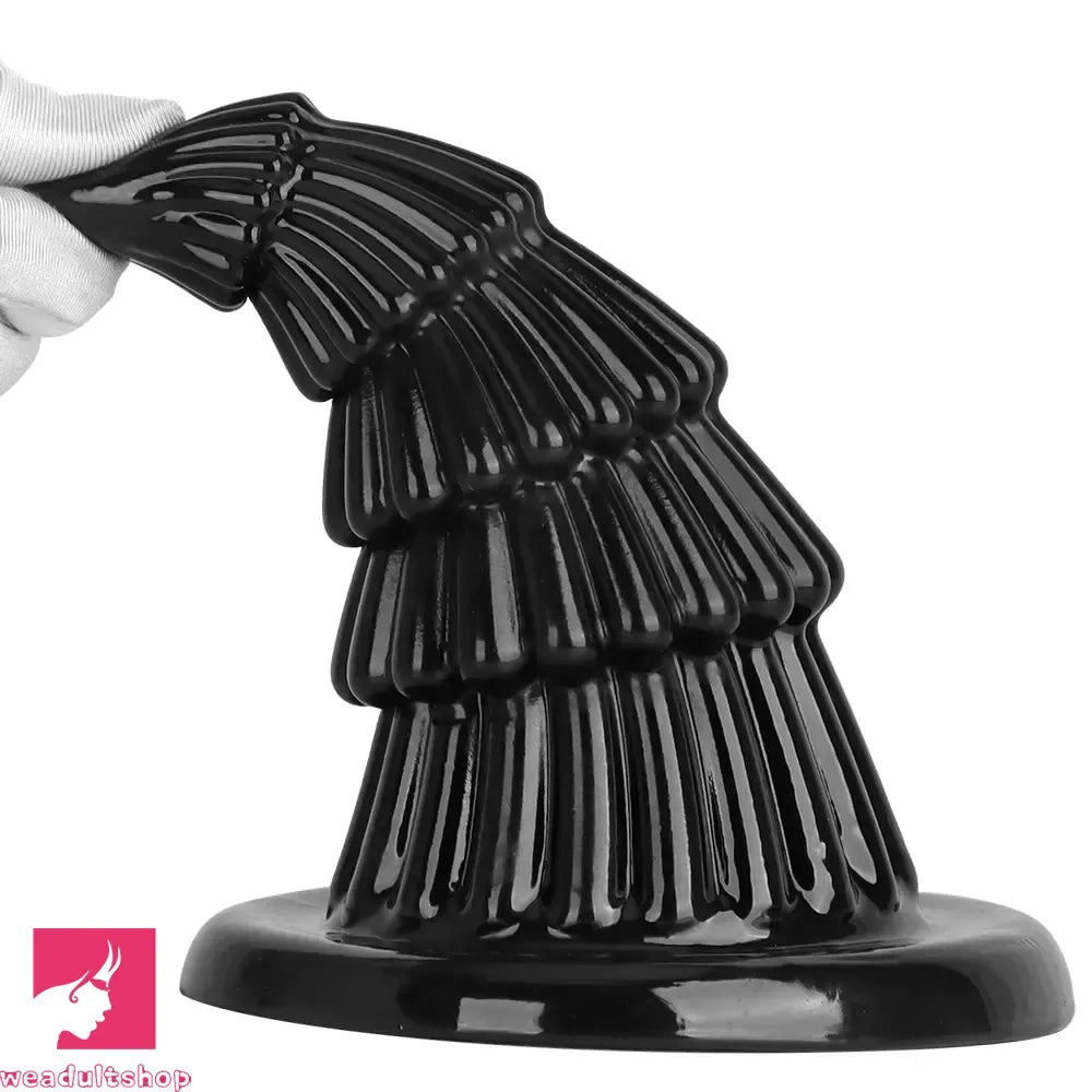 7.67in Christmas Tree PVC Black Extra Butt Plug Cock Dildo With Suction Cup
