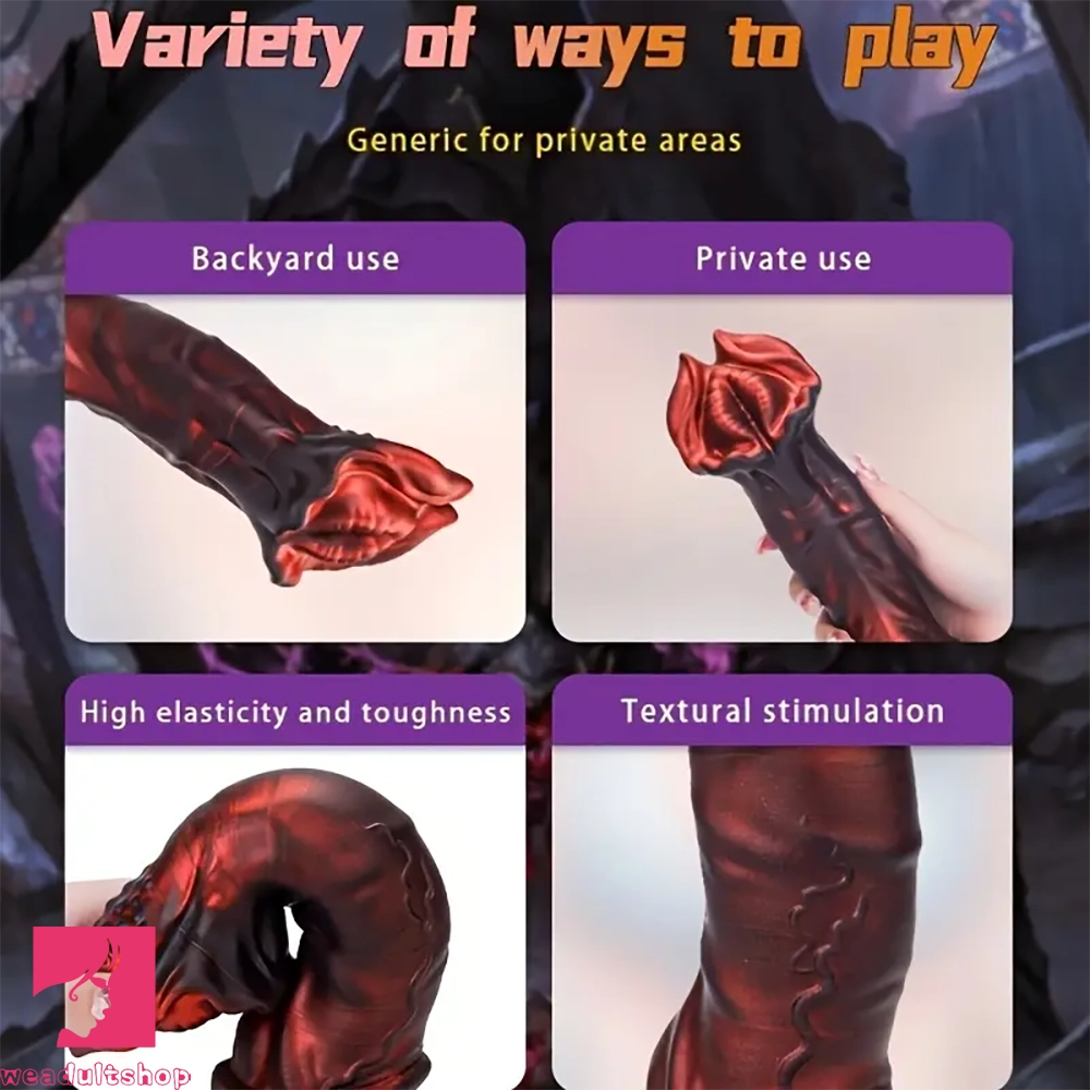 8.7in Cannibal Flower Flexible Silicone Clit Anal Plug Dildo Lifelike Texture