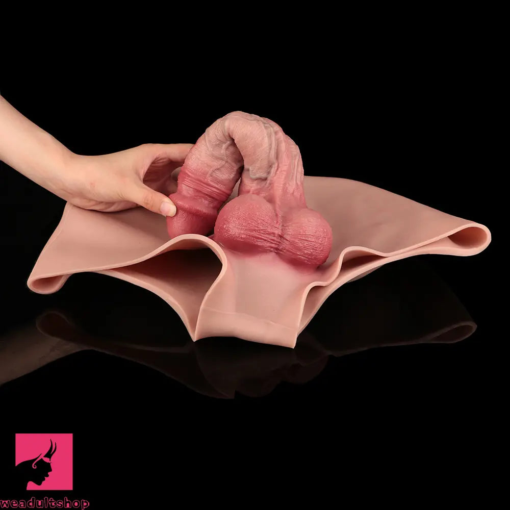 8.86in Hollow Penis Dildo Sleeve Silicone Floppy Pants Thickened Mid-Range