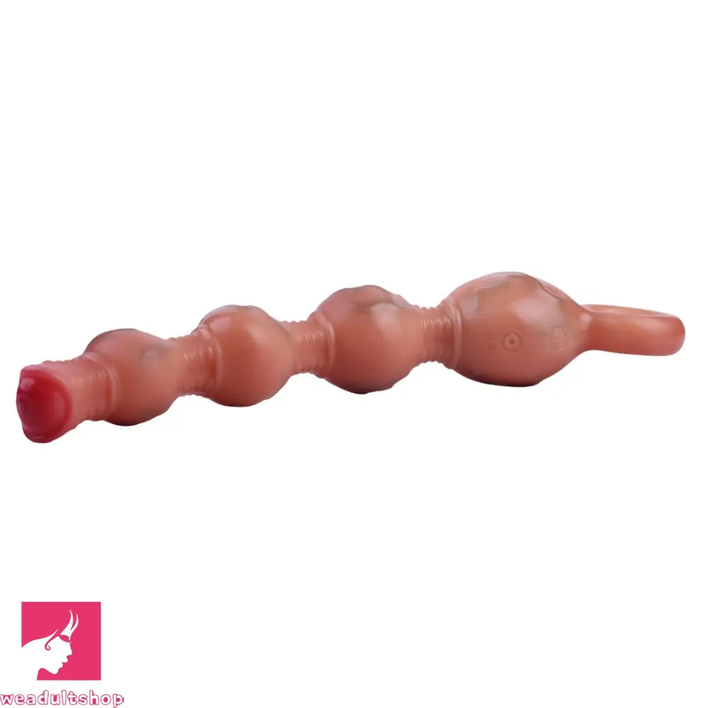 10.5in Big Vibrating Silicone Soft Pulling Beads G Spot Dildo With 3 Motors