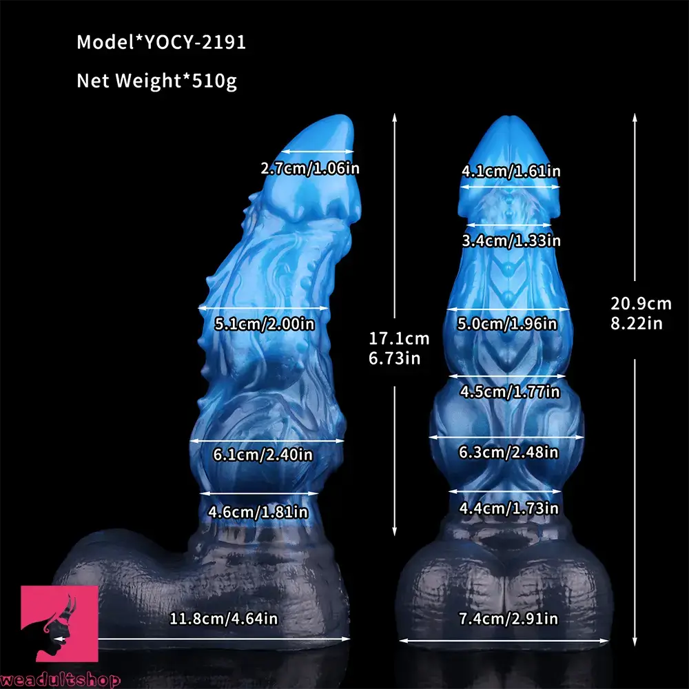 8.22in Dual Density Silicone Monster Knot Dildo Ultra Soft Penis Love Cock