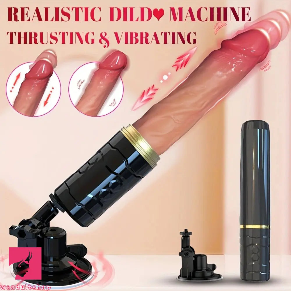 10.04in Portable Fuck Machine Thrusting Vibrating Dildo Liquid Silicone Vibrator