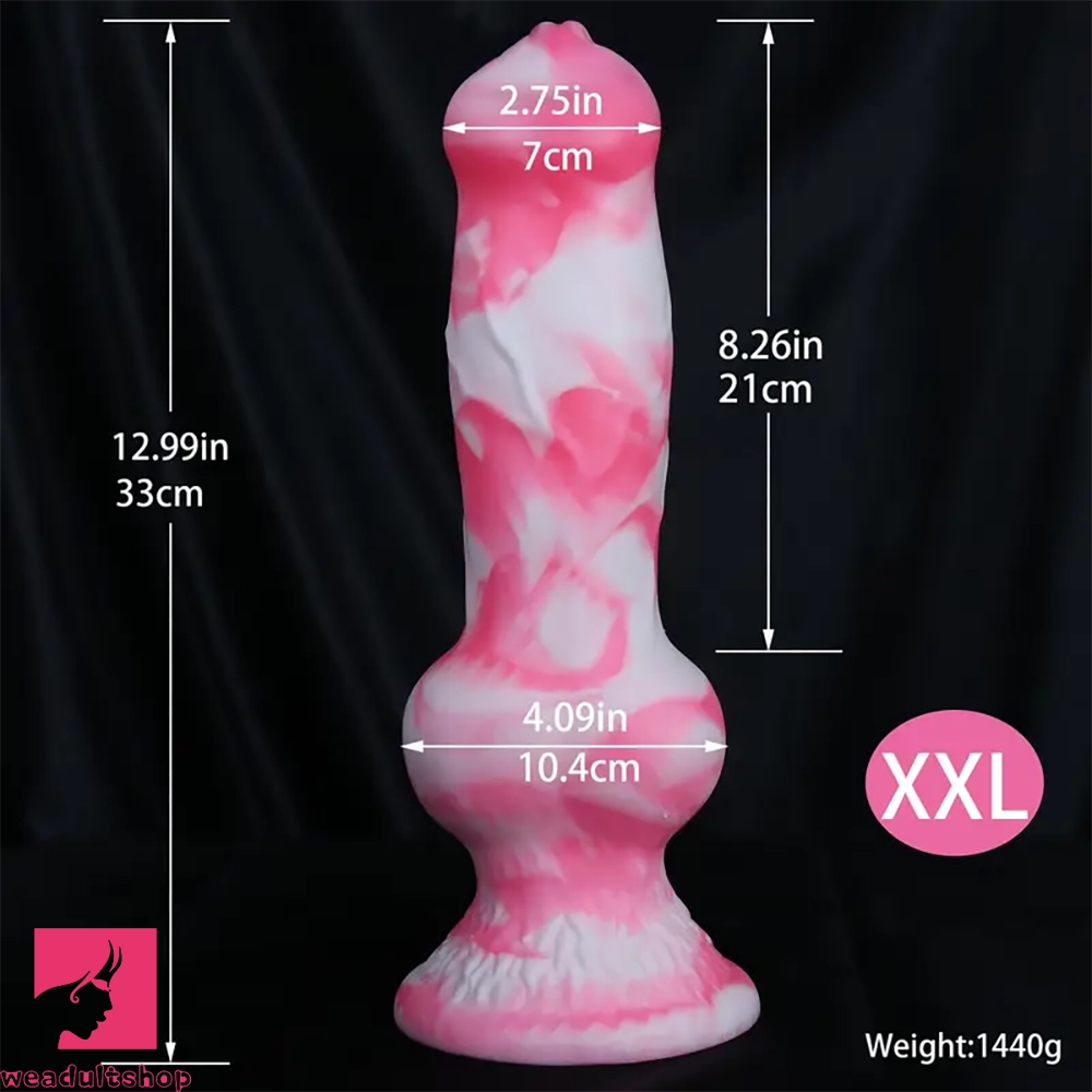 7.08in - 12.99in Realistic Pink Silicone Dog Knot Dildo Realistic Cock Toy
