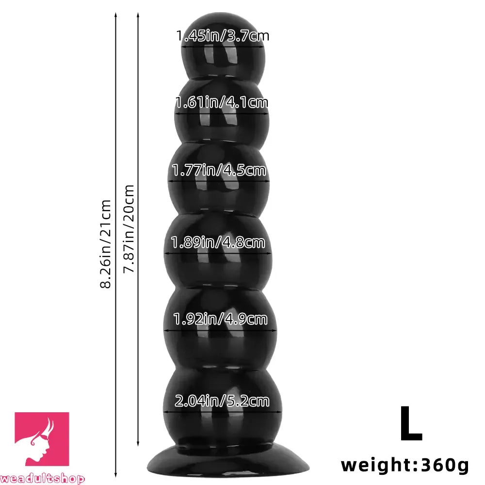 6.7in 8.26in Anal Beads Dildo PVC Black Sex With Powerful Suction Cup