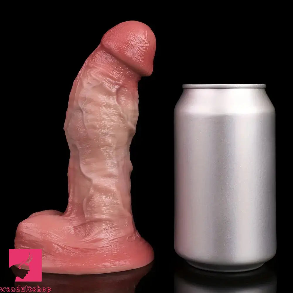 6.3in Soft Curly Liquid Silicone Realistic Double-Layered Massage Cock Dildo