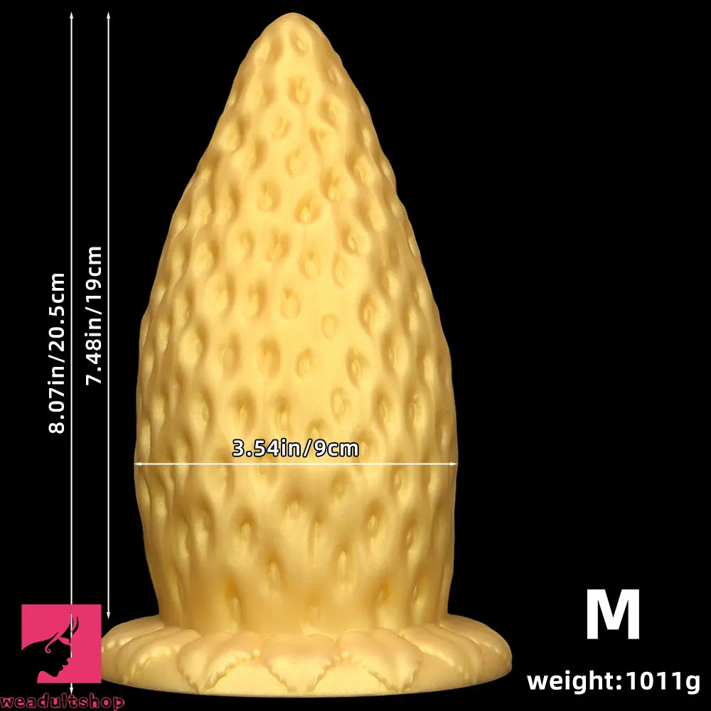 5.9in 8.07in 9.84in Gold Silicone Thick Strawberry Penis Anal Plug Dildo