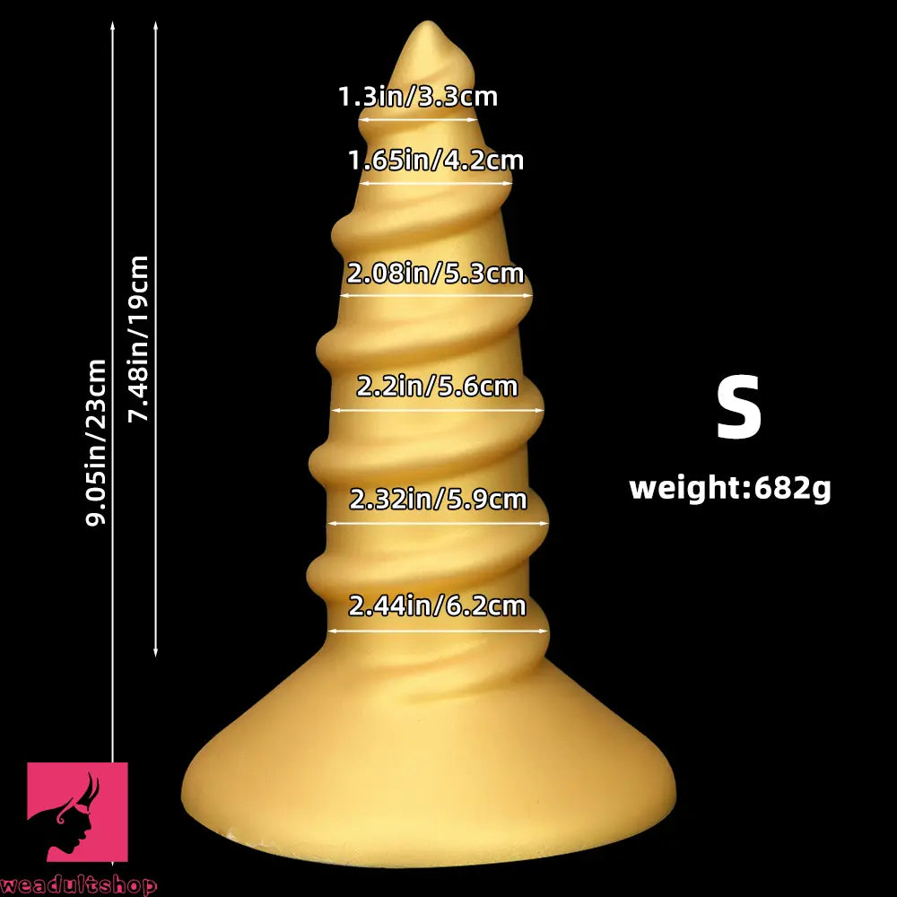 9.05in 11.22in Gold Silicone Screw Giant Cock Anal Plug Thick Fisting Dildo