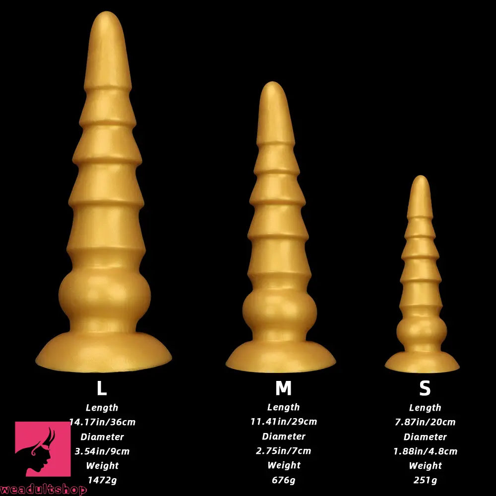 7.87in 11.41in 14.17in Golden Silicone Soft Anal Plug Dildo For Women Toy