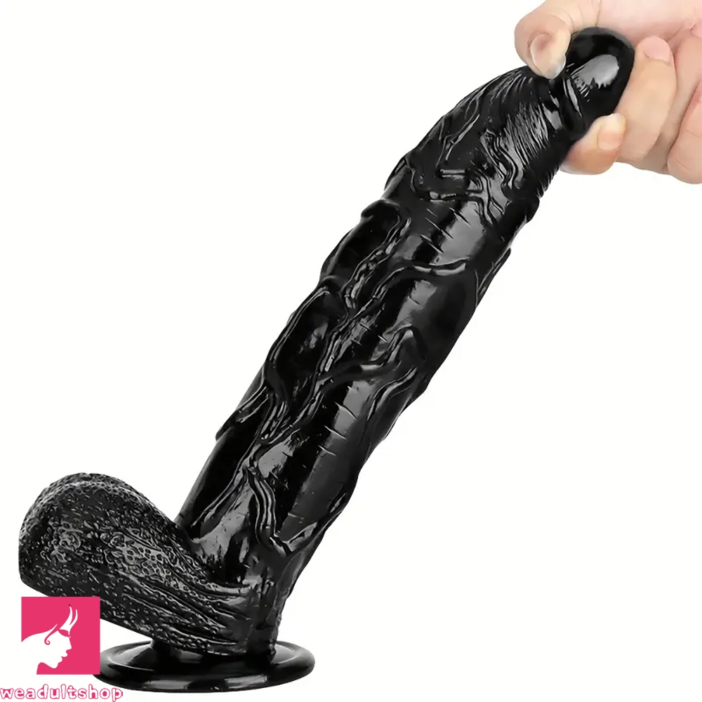 11in Thick Black Giant Solid Color Dildo Hand Wash Only For G Spot Toy