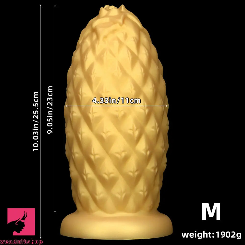8.26in 10.03in 11.81in Gold Silicone Pineapple Giant Cock Anal Plug Dildo