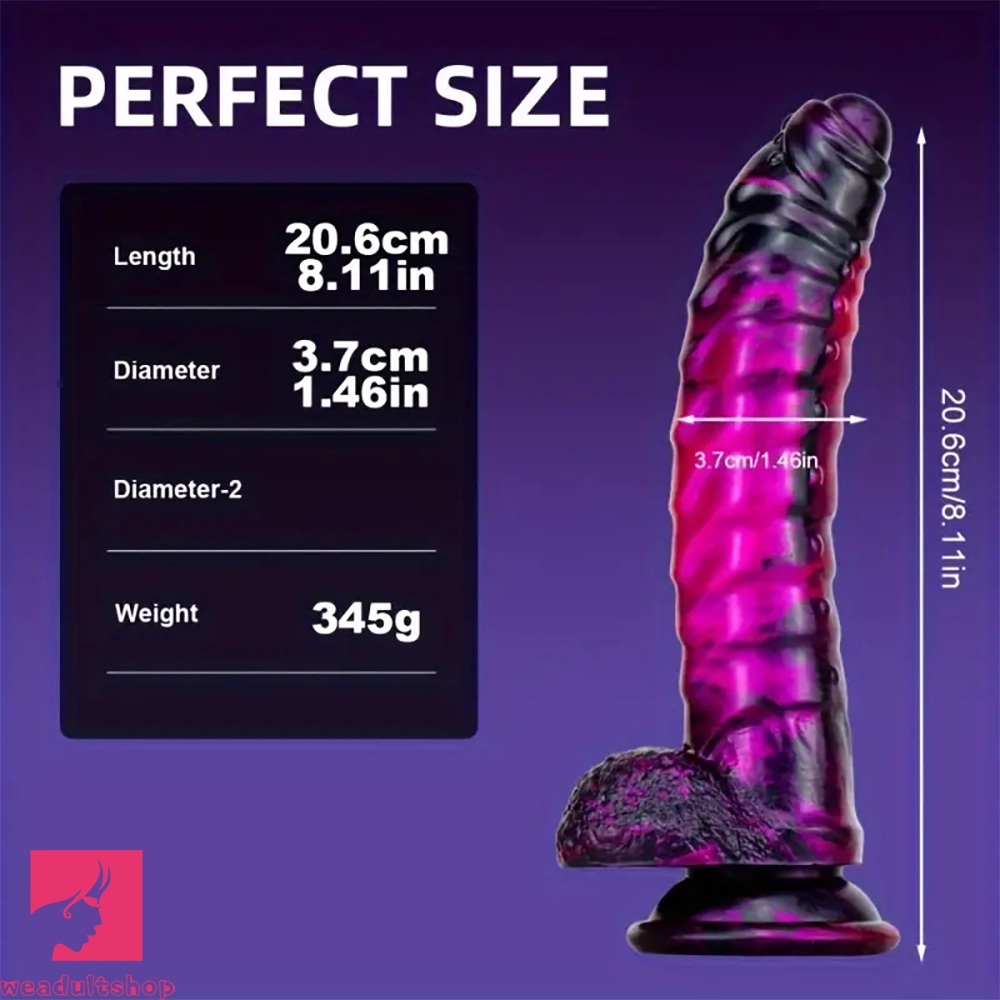 8.11in CATERPILLAR Gilded Mixed Color Creative Silicone Dildo SM Cock Toy