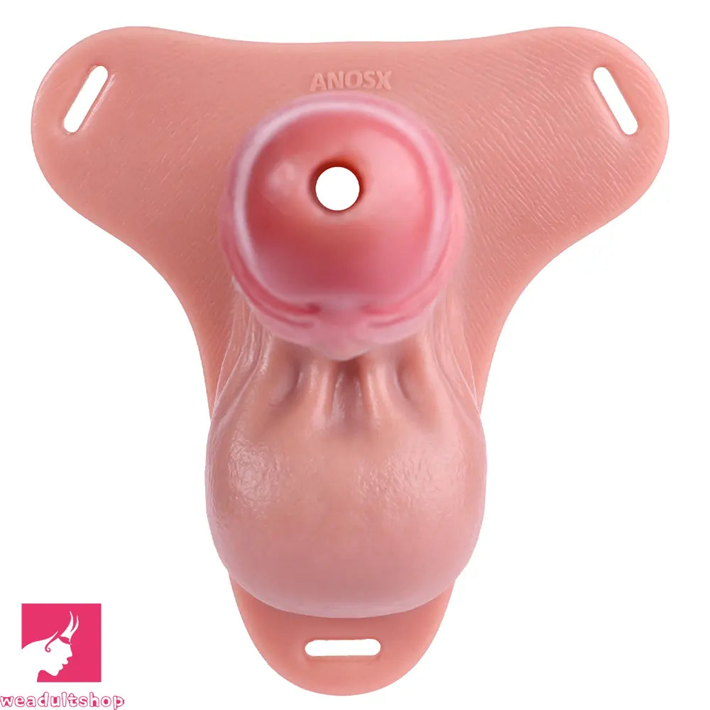 9.05in Strap on Large Hollow Silicone Cock Cage Dildo For Chastity Dildo