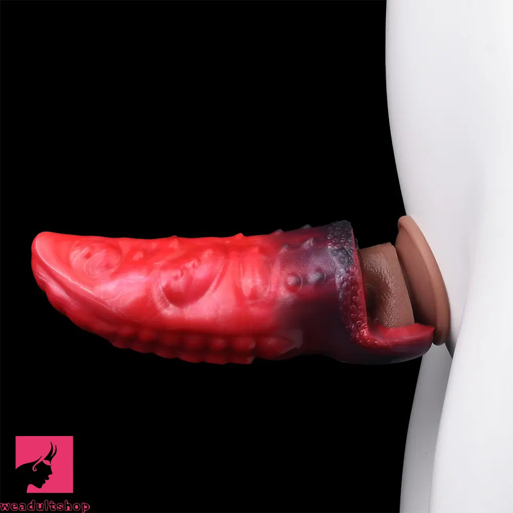 6.14in Hollow Dildo Built-in keel Vibration Remote Control Tentacle Penis Sleeve