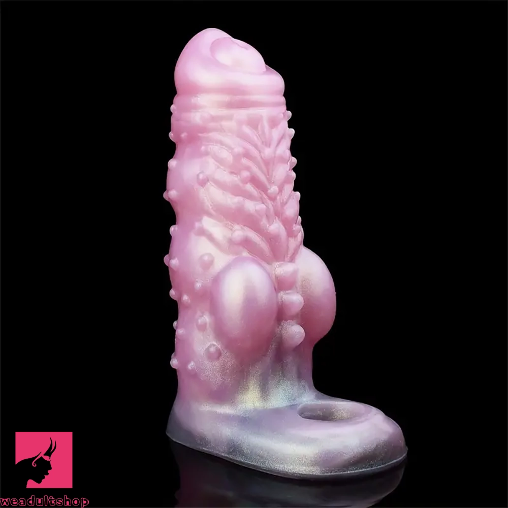 6.02in Multicolor Option Wolf Teeth Dildo Cock Sleeve Hollow Cock Sheath