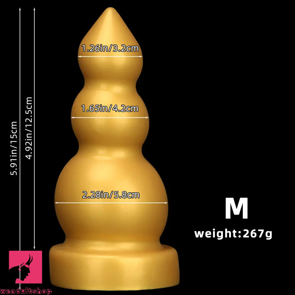 4.13in 5.91in 8.27in 10.63in Golden Soft Gourd-shaped 3-beads Dildo