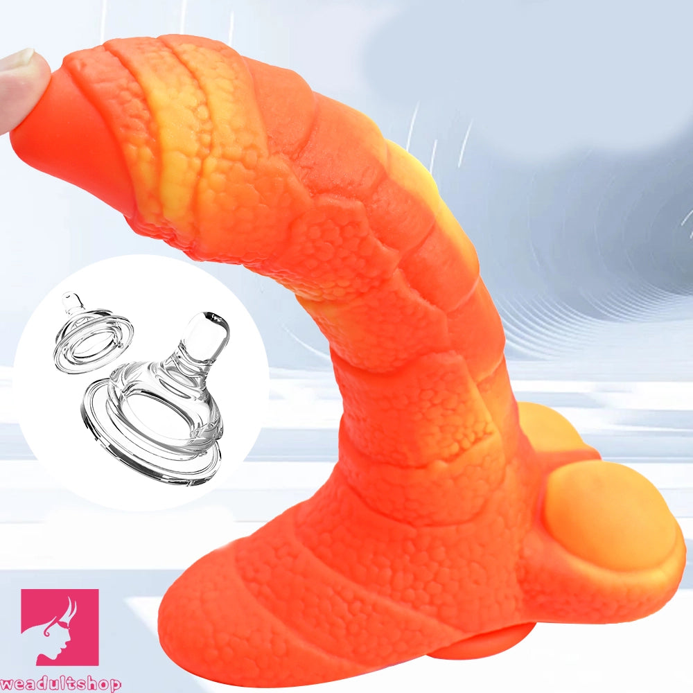 7.08in 9.05in Uncut Big Monster Animal Soft Silicone Luminous Clit Dildo