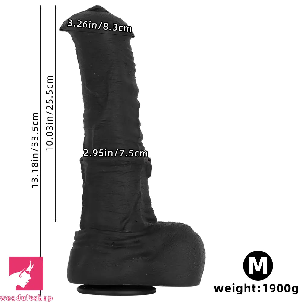 11.41in 13.18in 14.56in Big Long Black Silicone Thick Dildo Indoor Cock Toy