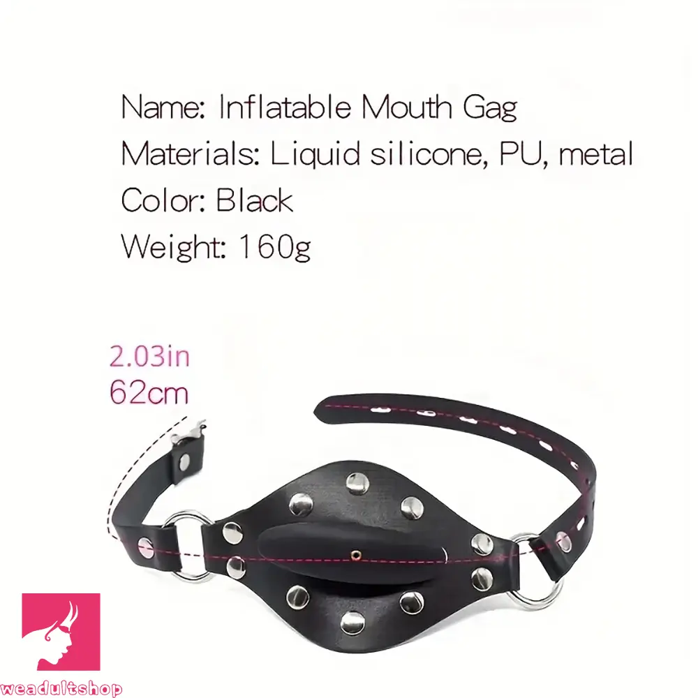 3.35in Silicone Mouth Gag Complete BDSM Sex Toy Inflatable Dildo Mouth Gag